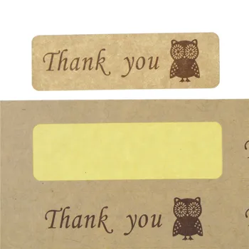 

Children' DIY 120PCS Thank You Owl Gift Seal Sticker Label Kraft Rectangle Stickers For Baking Handmade Products