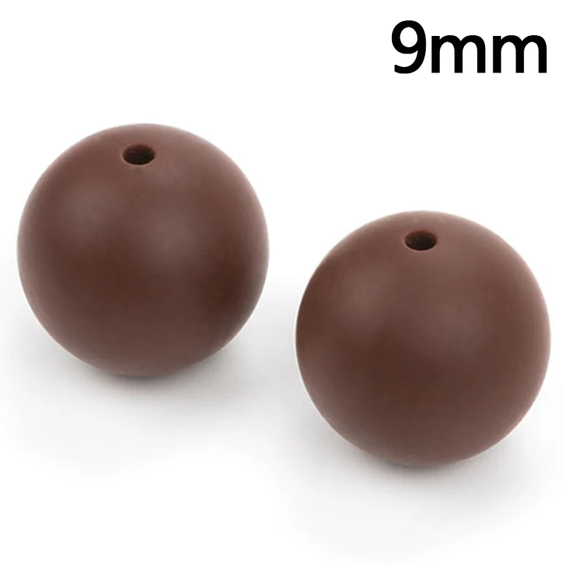 Chocolate LOFCA, 200 шт./лот, 9 мм, силиконовые бусины, свободные, прорезыватели для зубов, бусины без бисфенола, пищевого качества, Детские Прорезыватели, жевательные, сделай сам, ювелирное изделие, ожерелье, изготовление - Цвет: Chocolate