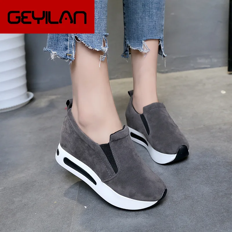 

Women Wedge Platform Elastic Band Spring Vulcanized Shoes Sneakers Ladies Casual Increasing Shoes Female Fashion Footwear 785