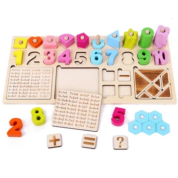 

Wooden Toys Preschool Learn To Count Geometric Shape Cognition Matching Baby Early Education Teaching Aids Math Toy