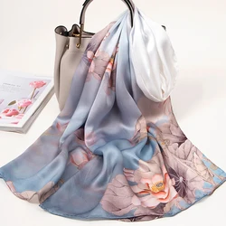 100% Pure Silk Scarf For Women 2022 Luxury Print Echarpe Femme Long Natural Silk Scarf Bufanda Fahsion Shawls Wraps Neck Scarf