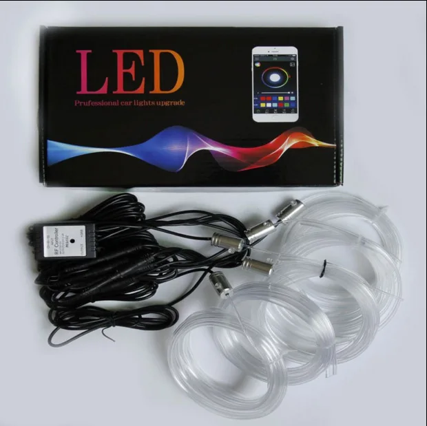 

New Style Car Colorful Luminescent Light Guide Ambience Light Car RF Wireless Remote Control Mobile Phone APP Color Changing Dec