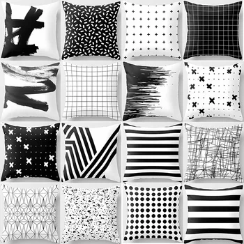 

Double sides pattern geometric pillow cases fashion beauty black white gray square pillow cases home linen pillow cover