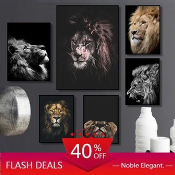 

Wild Animal Lion Poster Art Print Wall Pictures Nordic Black and White Christmas Canvas Painting Living Room Art Home Decor Mini