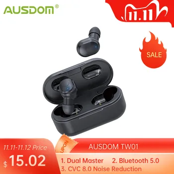

AUSDOM TW01 TWS Wireless Bluetooth Earphone 20H Playtime CVC8.0 Noise Cancelling 8mm Speaker Wireless Headset With Dual Mic