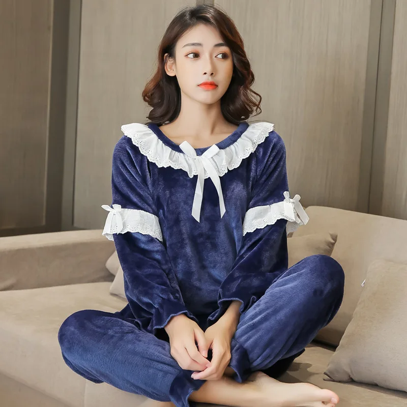 

5184 # Winter Princess Pajamas Women's Brushed And Thick Tracksuit Women's Flannel 280 Grams M -Xl