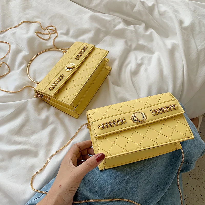 

Rhombus Chain 2019 New Style (Large Small) Shoulder Square Sling Bag Versatile Textured MORI Series Summer Single-shoulder Bag f