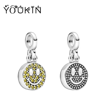 

New Fit Original Pandora Me Charms Bracelet Gold Crystal Smiley Pendant Women Pulseiras Smile Face Beads for Jewelry Making Gift