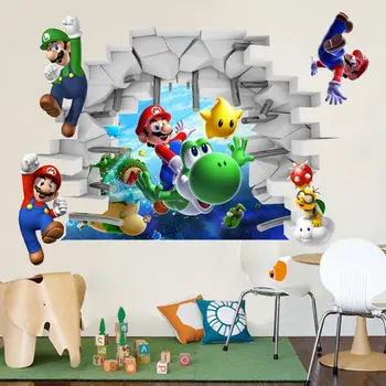 

Kids Games Super Mario PVC Wall Stickers Bros 3D View Stickers Decals Mural Home Decor Wall Stickers