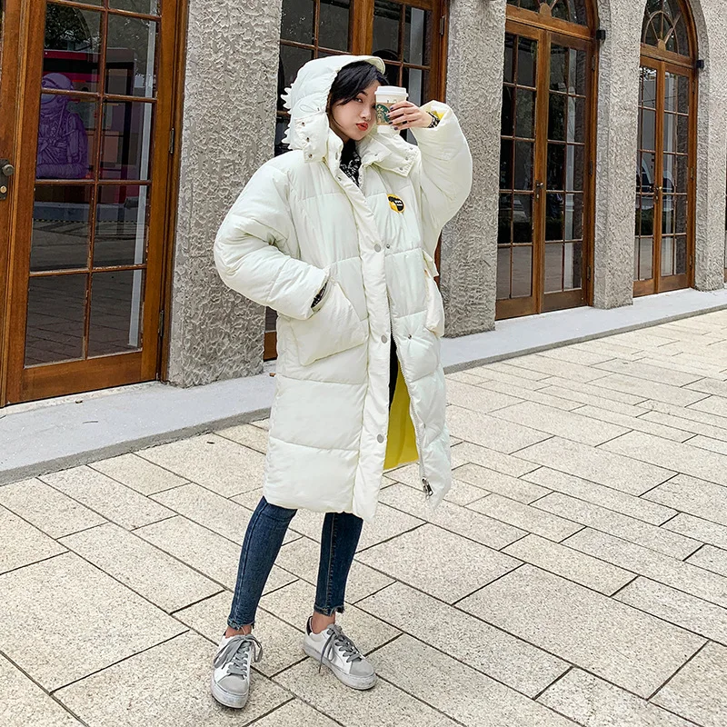 

Winter down Jacket Cotton-padded Clothes Women Jacket Korean-style INS Loose-Fit Mid-length Cute Cotton-padded Clothes Dinosaur