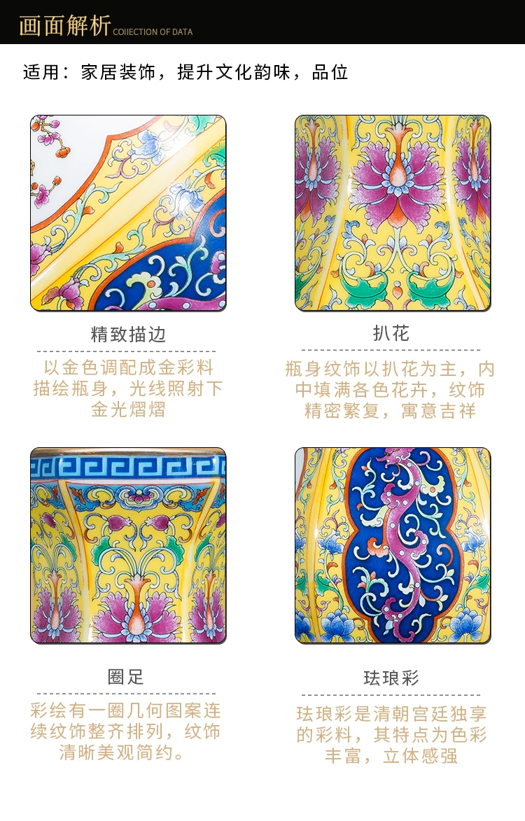Античный дворец покрытая эмалью Ваза китайская фарфоровая ваза для цветов для нового декора дома