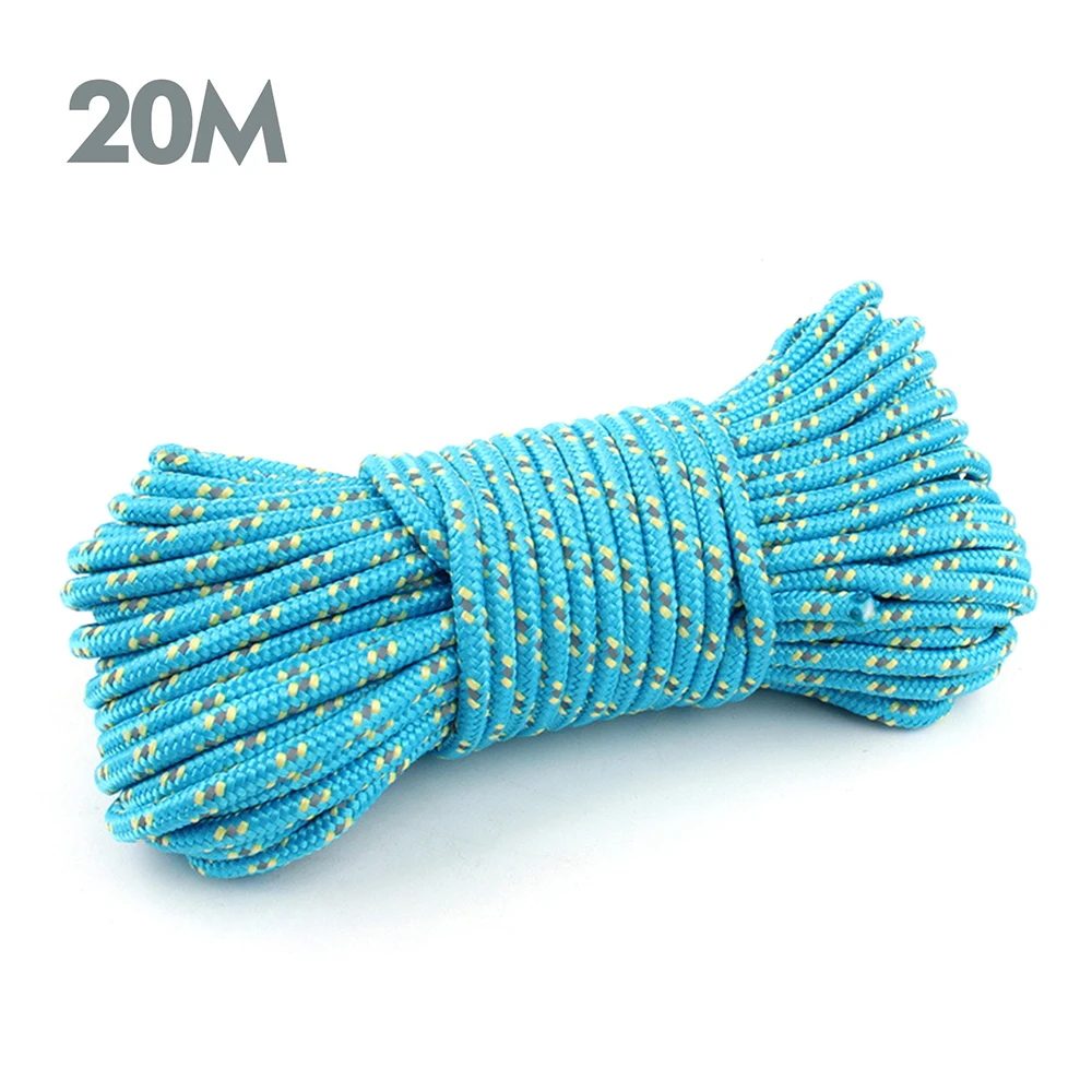 Blue 20m 10 м/20 м/50 м 5 мм Открытый светоотражающий Guyline палатка веревка Кемпинг шнур Паракорд веревка оборудование для кемпинга - Цвет: Blue 20m