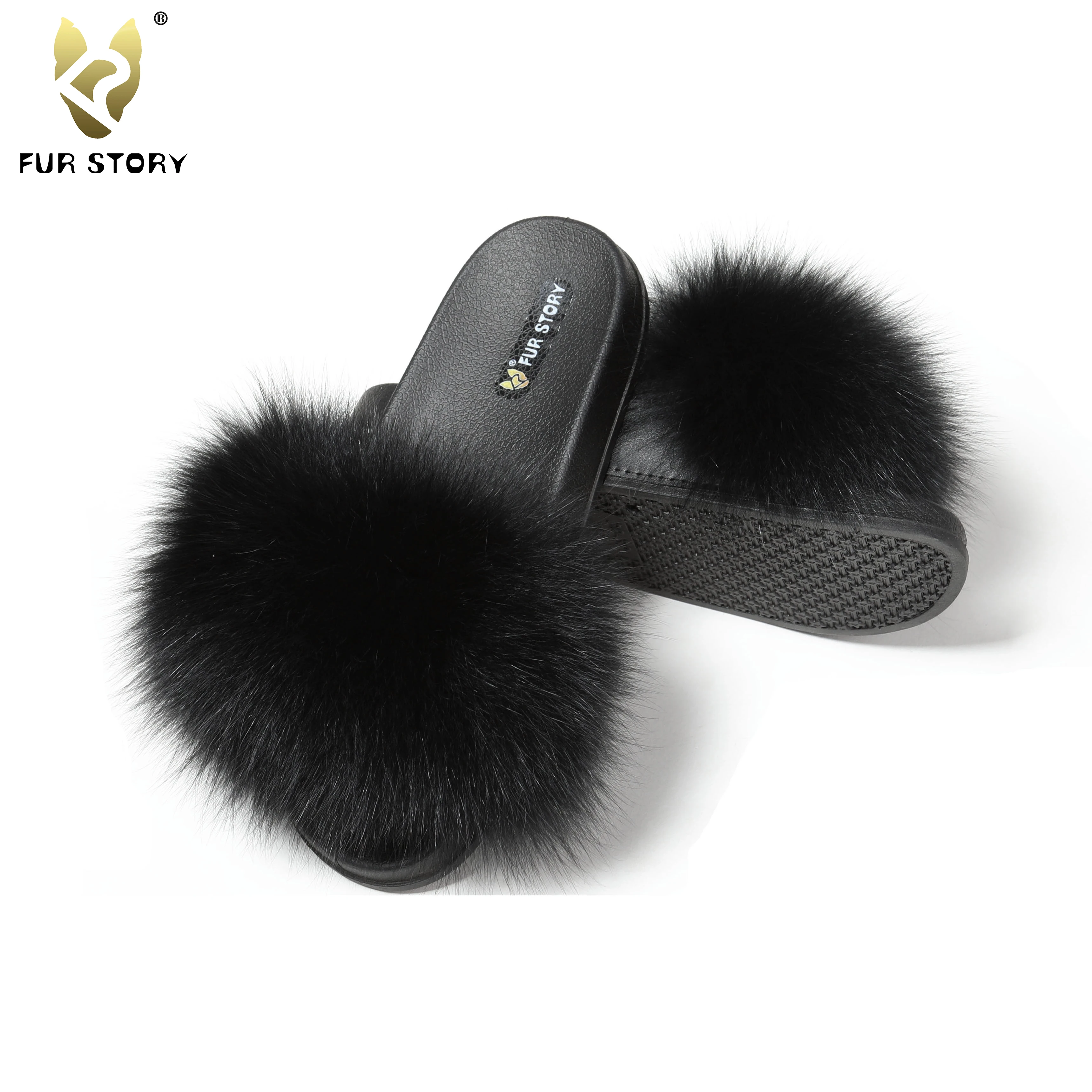 fur slide sandals