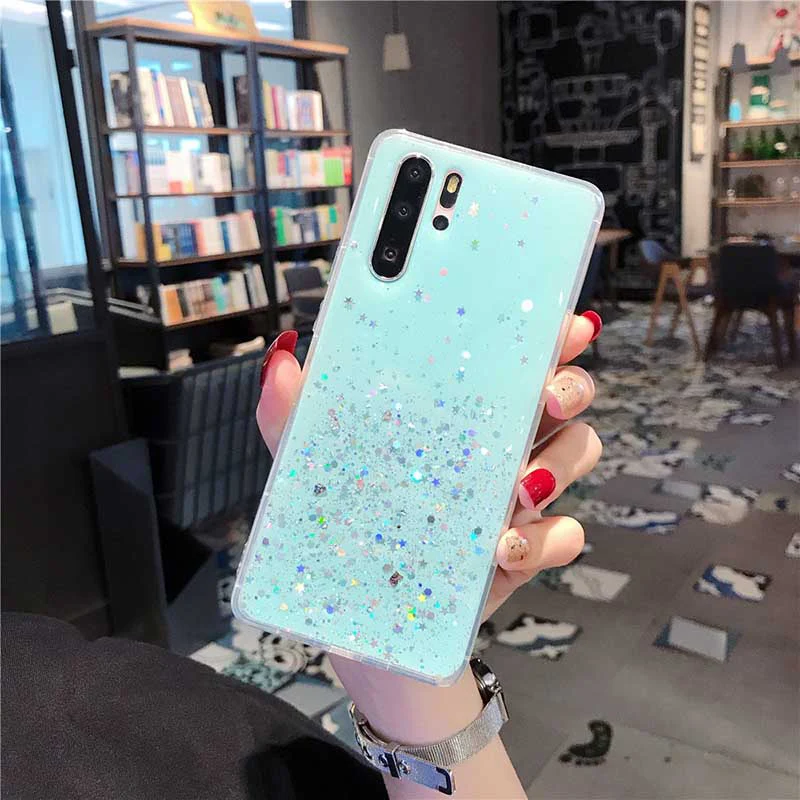 Мягкий силиконовый чехол для Huawei Mate 10 20 P10 P20 P30 Pro honor V 20 Pro 10 8X9 10 Nova 3i 3 4 Блестящие Блестки пайетки крышка - Цвет: Green