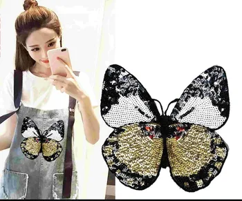 

Pearl embroidered butterfly sequin cloth patch fashion clothes patch applique stickers