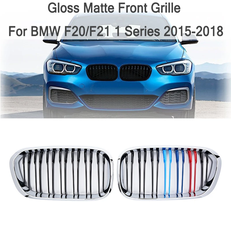 Для BMW F20 F21 1 серия пара матовый блесек для губ черная двойная планка линии M Цвет передний гоночный гриль решетка для почек Новинка