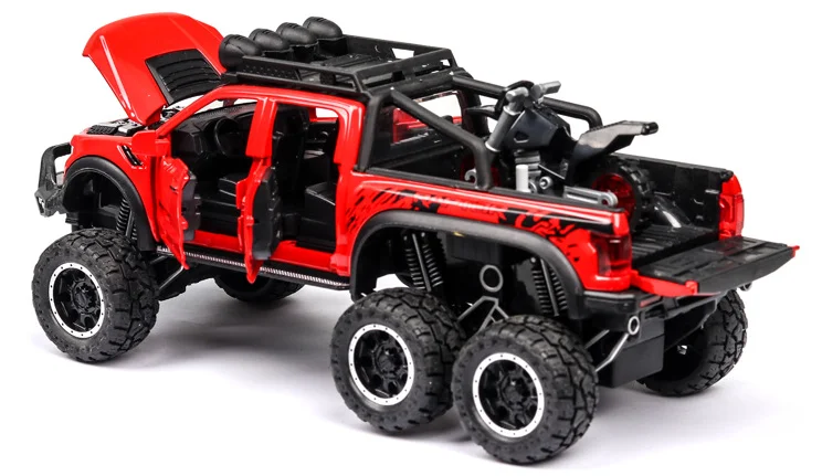 Новинка, 1:32, Ford Raptor F150, большое литое колесо, литая под давлением, модель автомобиля со звуком, светильник, оттягивающий назад, автомобиль, игрушки для детей, подарки на Рождество