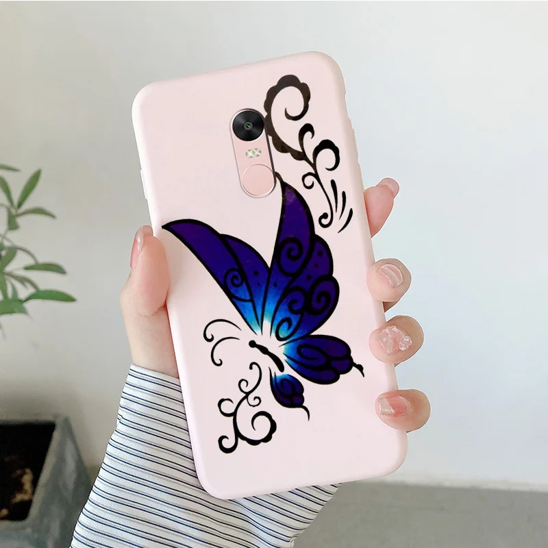 Matte Silicone Soft TPU Shell For Xiaomi Redmi Note 4 4x Note 5Pro Note 5A Cartoon Butterfly Shell For Redmi Note5a Phone Cover cell phone lanyard pouch Cases & Covers