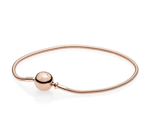 925 пробы серебряный браслет с шариковой застежкой подходит для эссенции браслет из розового золота подходит для женщин Шарм из бисера Diy модное ювелирное изделие