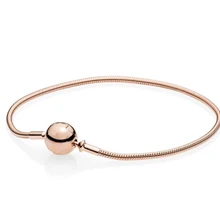 925 пробы серебряный браслет с шариковой застежкой подходит для эссенции браслет из розового золота подходит для женщин Шарм из бисера Diy модное ювелирное изделие