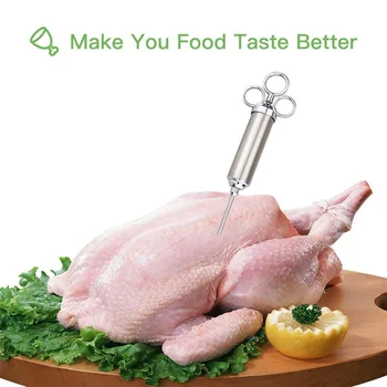 

Barbecue Syringe Marinade Seasoning Injector Turkey Cooking Syringe 2 oz Large Capacity with 3 Needles