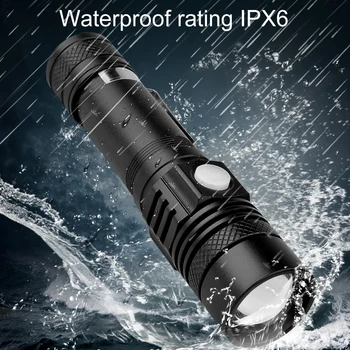 

10W IPX6 Waterproof T6 LED Torch USB Port Mini Outdoor Hunting Fishing Walking Zoomable Flashlight Lamp 3 Modes 2000 Lumen Light