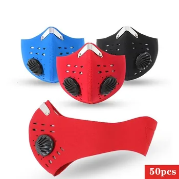 

50pcs Anti-fog pm2.5 Breathable Cycling Face Mask Sport Training Anti-Pollution Running Mask With Activated Carbon Filter