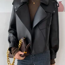 Women's sheepskin jacket large size real fur coat 2021 autumn winter loose basic jackets short genuine ladies' Leather jacket