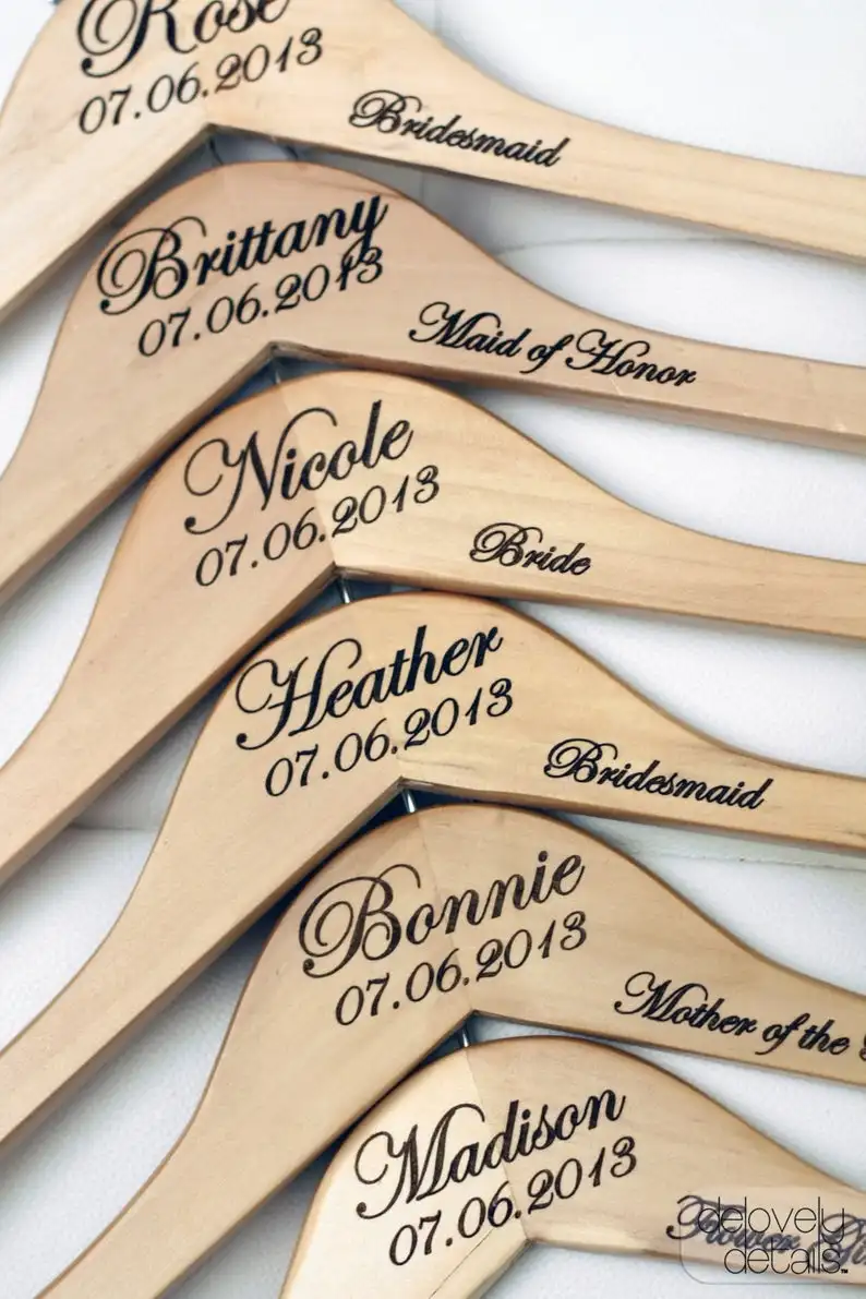 

Personalized Wedding Hanger with Arm Inscription - Wooden