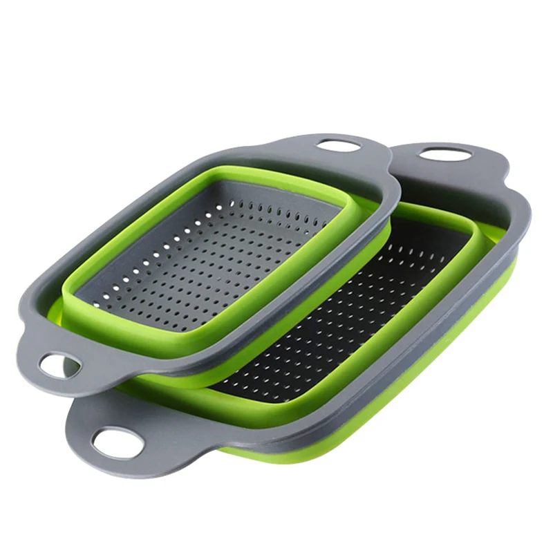 Collapsible Colander 2 Sets Kitchen Foldable Silicone Strainer Space Saver Tools