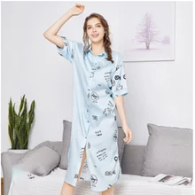 Шелковая сексуальная ночная рубашка Женская Летняя шелковая рубашка женское чувство Пижама домашняя одежда