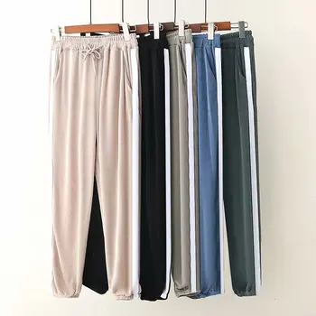 

2020 New Fashion Brand Oversized Plus Szie Pant Harem Pants Ankle-length Pants High Casual Loose Elastic Waist Striped Flat