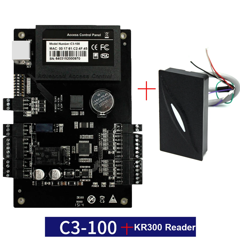 На основе IP панель управления доступом к двери W/KR300 Dual band считыватель TCP/IP RS485 Связь расширенный доступ Управление Wiegand 26-бит - Color: C3-100 and Reader