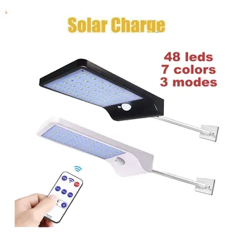 

48/36 LED Solar Power Street Light PIR Motion Sensorl Lamp 3 Modes Waterproof For Outdoor Garden street wall Light w metal pole