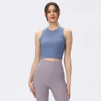 High Elastic Tight Fit Yoga Vest Crop Top Women High Neck Sleeveless Workout Fitness Running Gym Tops 1