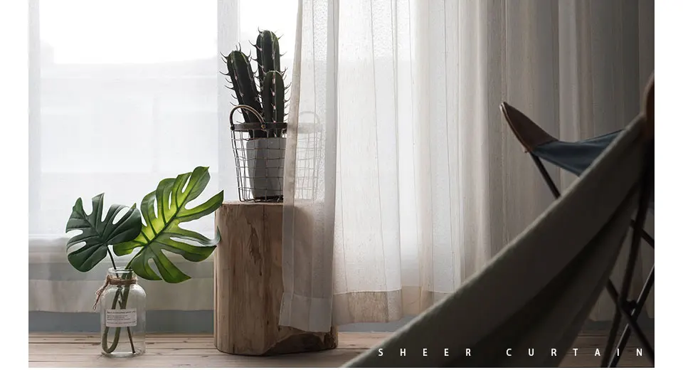 Beige Linen Stripe Sheer Tulle Curtains For Living Room Modern Curtains For Bedroom Window Voile Custom Curtains