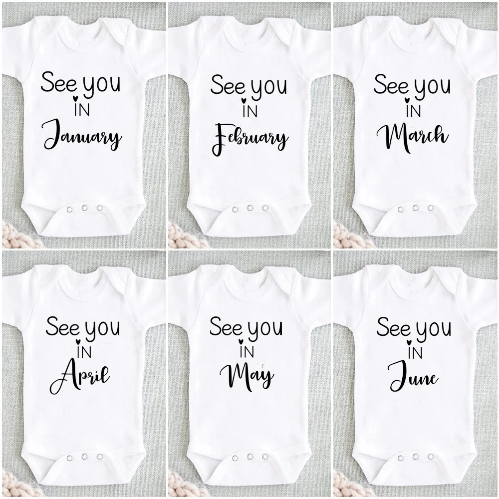 Baby Pregnancy Announcement See You In November Newborn Baby Bodysuits Cotton Short Sleeve Rompers Boys Girls Onesies 4