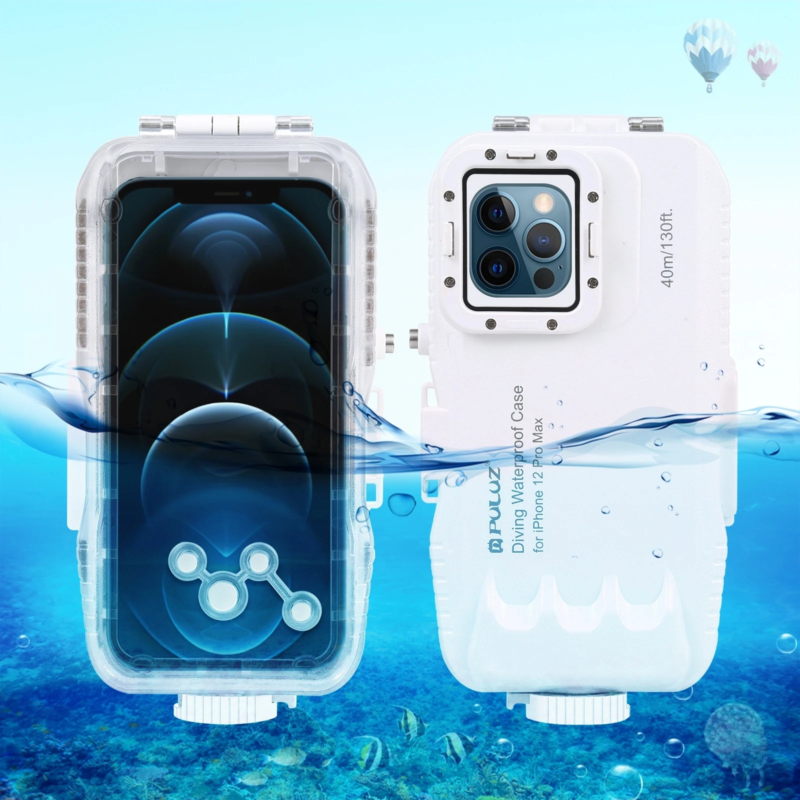 PULUZ 40m/130ft Waterproof Diving Housing Photo Video Taking Underwater Cover for iPhone 12 Pro