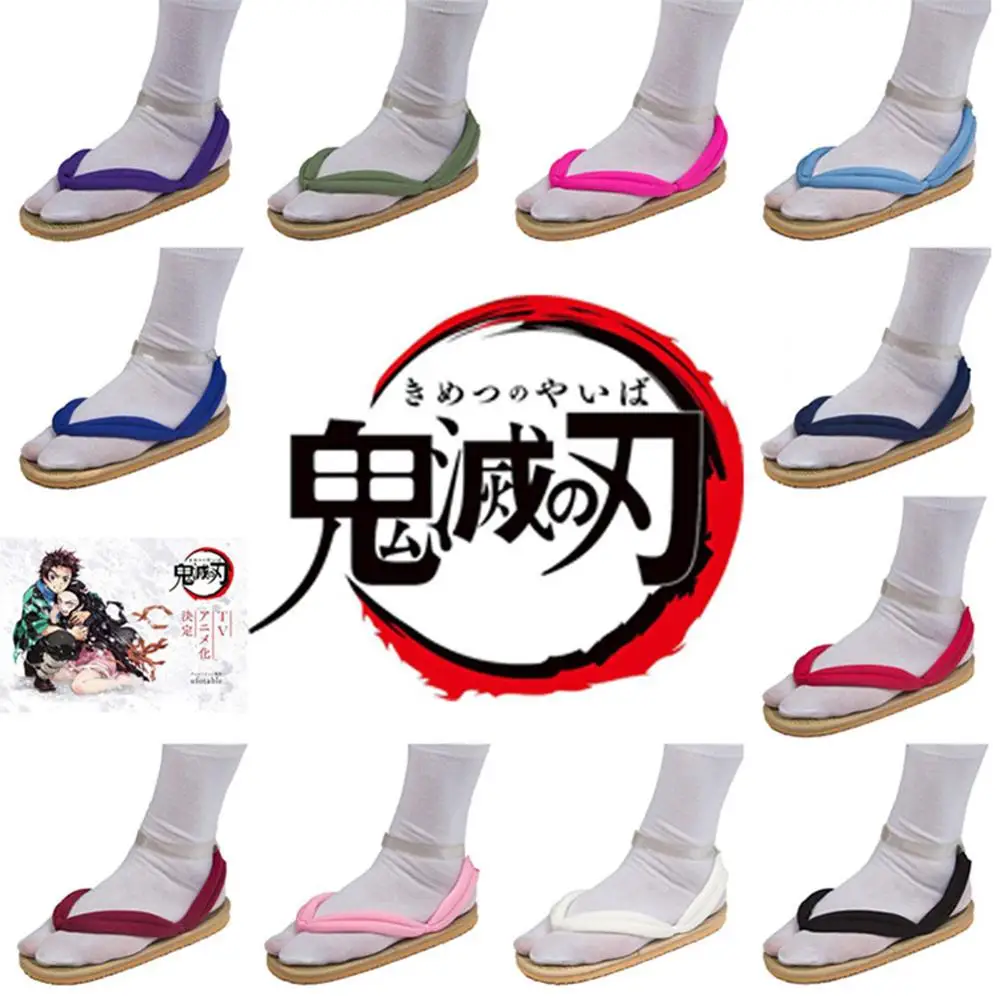 Cosplay Shoes Anime Demon Slayer With Socks For Adults Kids Kimetsu no Yaiba Accessories