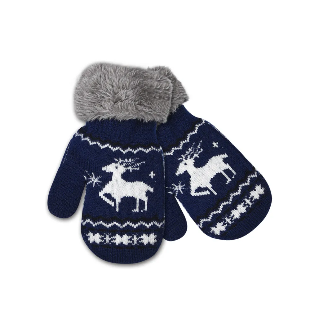 Теплые зимние перчатки с милым рождественским оленем для маленьких девочек и мальчиков от 0 до 4 лет, зимние теплые перчатки, 4