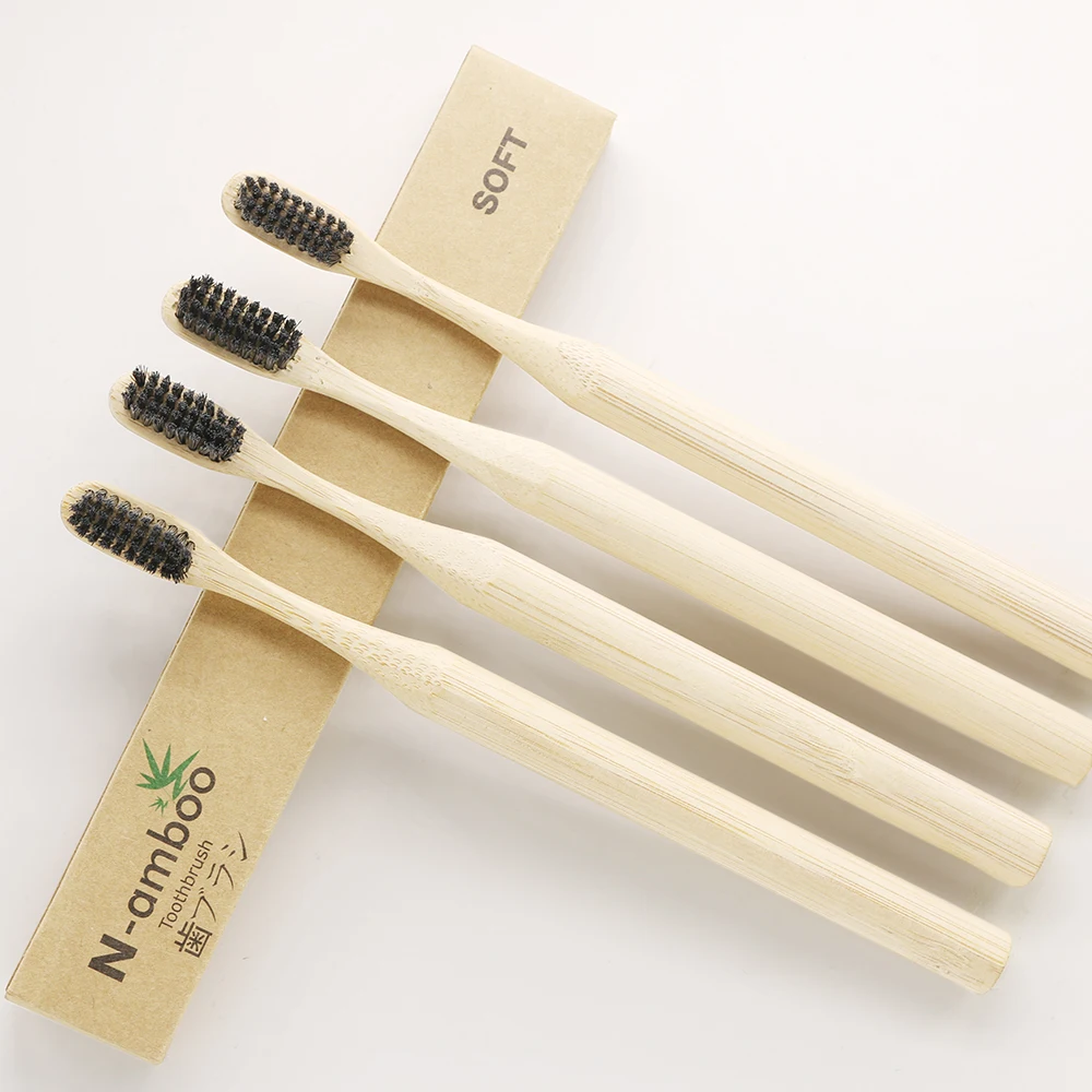 Peças de Bambu Escova de Dentes Caixas em Branco Adulto Cerdas Macias 100 2 Cheap Escovas de dentes