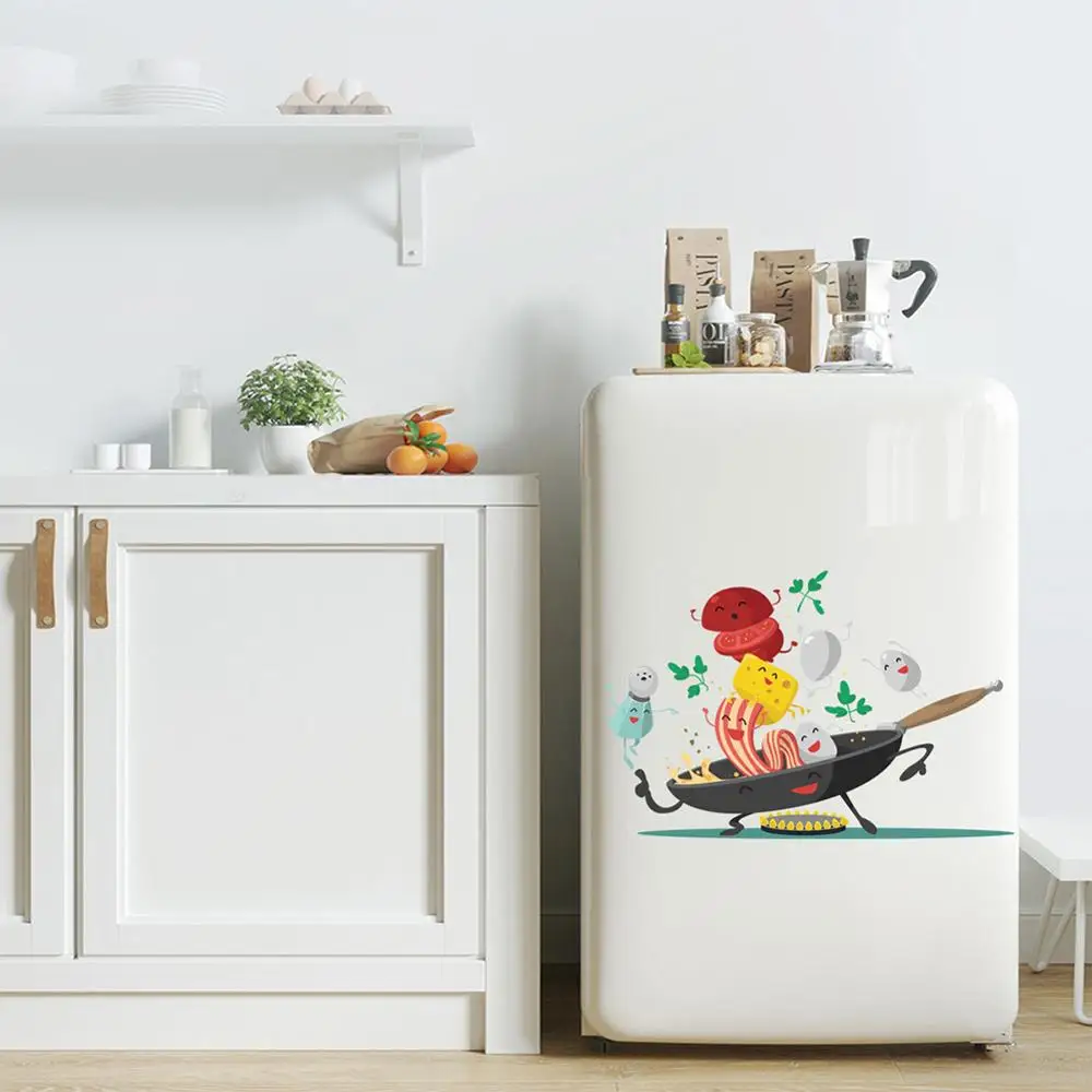 DIY настенные художественные наклейки украшения из мультфильма Happy Pan кухонный