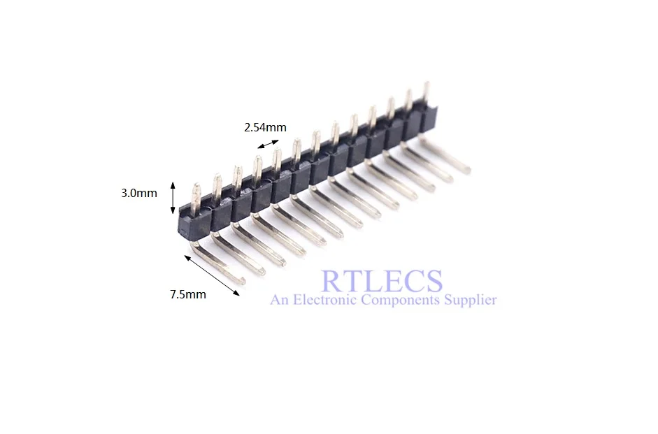 200 шт. PCB разъем для мужчин 2,54 мм 2 3 4 5 6 7 8 9, 10, 12, 14, 15, 16, 20, 24, 26-30 40 Pin однорядные под прямым углом 90 градусов сквозных отверстий
