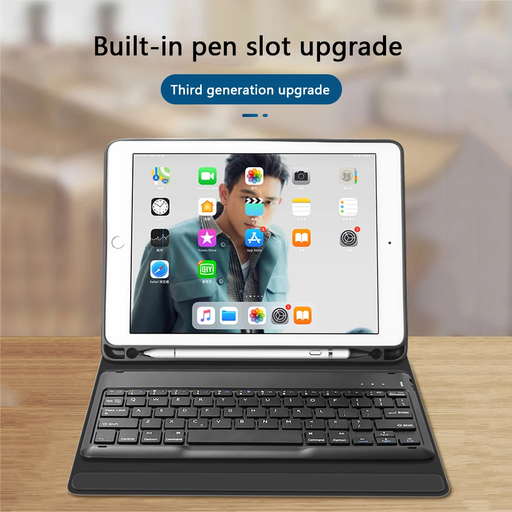 Для iPad Air 3 iPad Pro 10," Американский планшет, 7 цветов, с подсветкой, Bluetooth, чехол с клавиатурой, кожаный чехол, держатель ручки
