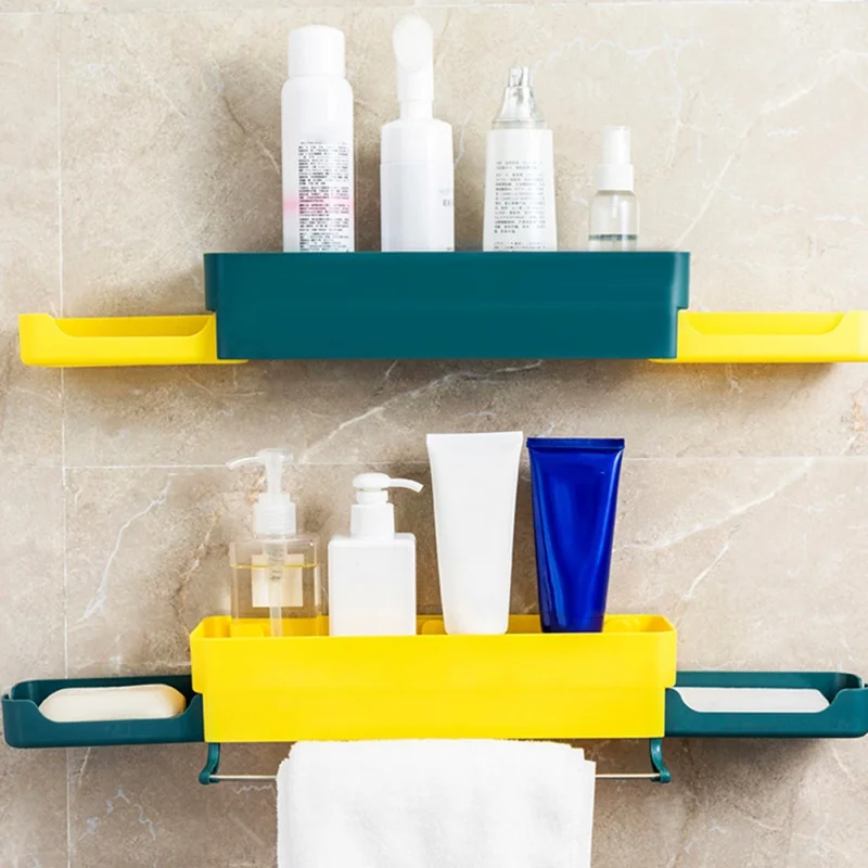 Bathroom Shelf Bathroom Storage Rack Hooks Kitchen Home Decoration Wall-mounted Bath Shampoo Holder With Soap Dish