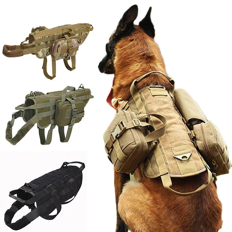 Chaleco de táctico policía servicio militar de caza arnés de ropa para perros entrenamiento al aire libre Molle perro chaleco Arnés estuche|Chalecos de caza| - AliExpress