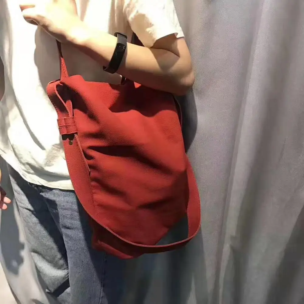 Soft Genuine Leather Women Bucket Shoulder Bags Vertical section Fashion Handbag Totes Female Crossbody Shopping Bag