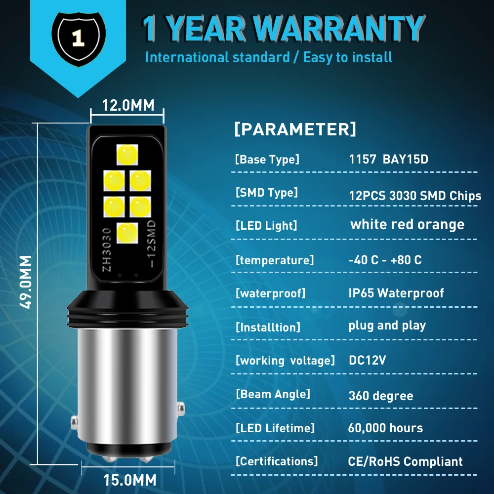 LED BAY15D 1157 P21W 1156 BA15S LED  ĸ   Ʈ  12V, ڴ ĺ Ƽ Praktik Ÿ A5 A7 2 1