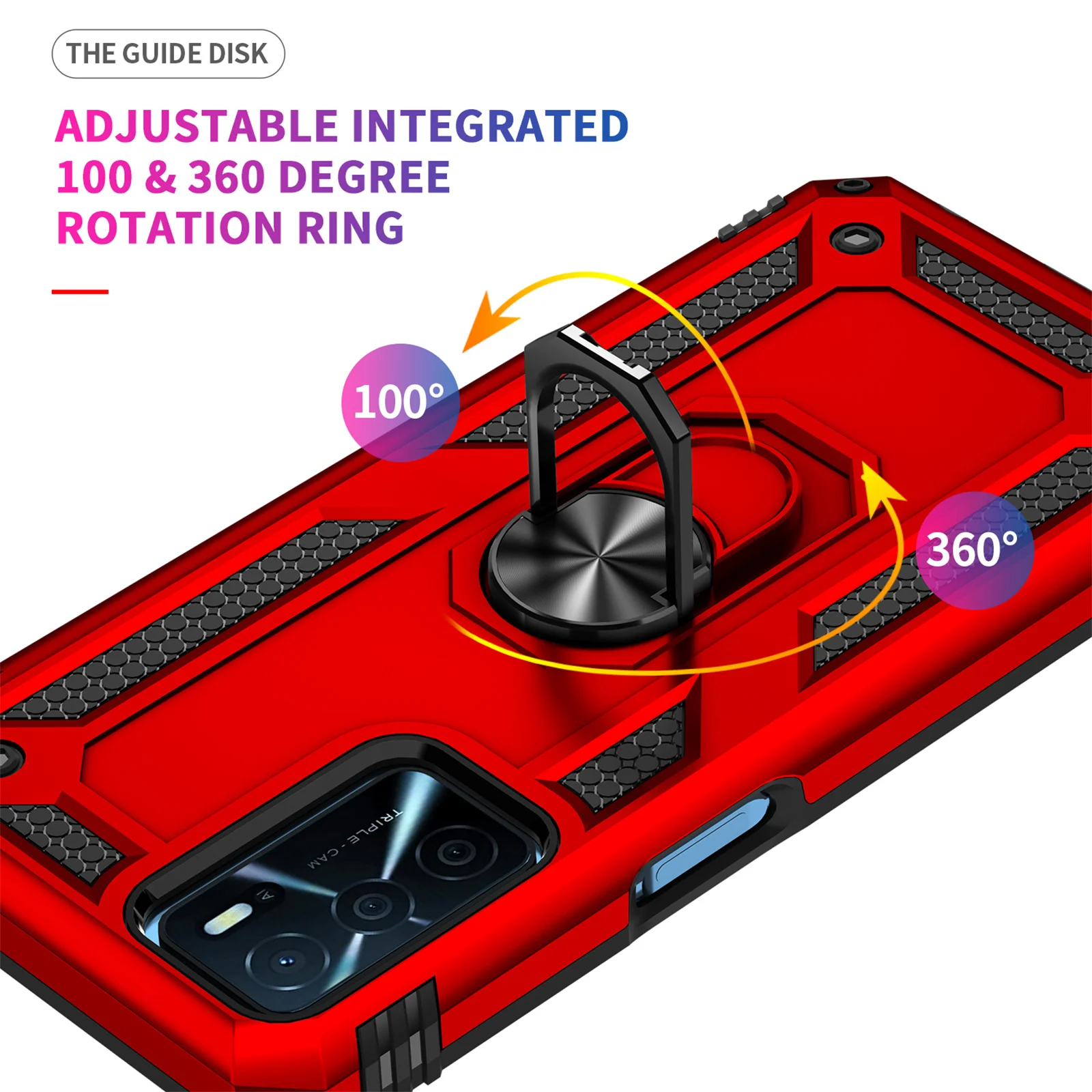 For OPPO A54S Case, Slim Ring Armor Shockproof Stand Heavy Duty Phone Cover