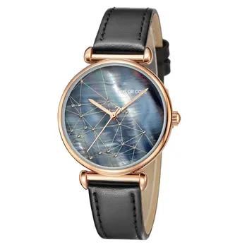 

Taylor Cole New Design Women Watch Saat Silver Crystal Case Watches Blue Leather Strap Emontre Femme Vintage Quartz Watch /TC141